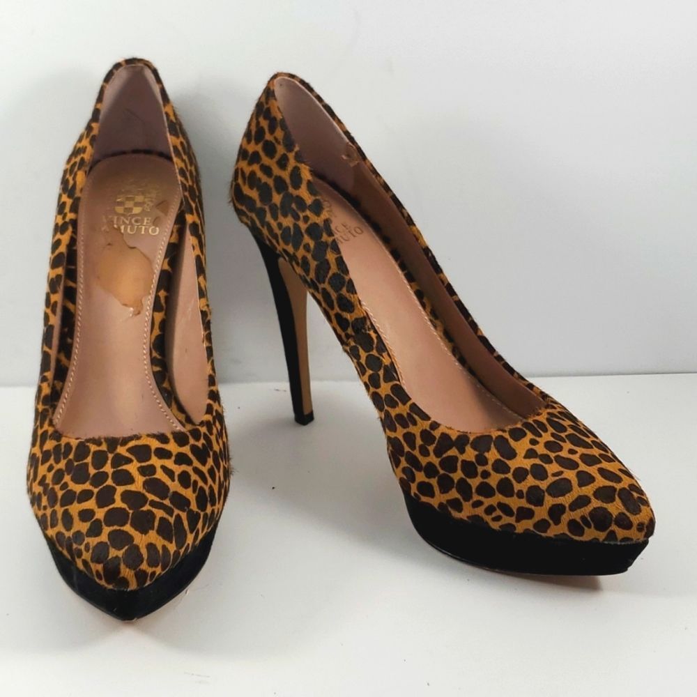 Vince Camuto~Horse Hair Ritz Cheeta Print Platform Pumps~Size 10B. S829